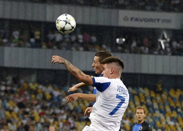 August 13, 2019, Kiev, Ukraine: HANS VANAKEN of Brugge (L) vies for the ball with BENJAMIN VERBIC of Dynamo Kyiv (R) during the UEFA Champions League third qualifying round second leg football match between FC Dynamo Kyiv and Club Brugge KV, at the Olimpiyskiy stadium, in Kiev, Ukraine, 13 August 2019. Brugge vs Dynamo Kyiv UEFA Champions League qualifying round - ZUMAg194 20190813_zap_g194_022 Copyright: xSergxGlovnyx