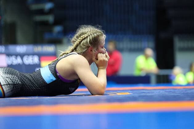 Bilder des Jahres 2019, Sport 08 August Sport Bilder des Tages Junior Wrestling World Championship, WM, Weltmeisterschaft 2019 WW 72kg - Alyvia Nicole FISKE (USA) df. Johanna MEIER (GER) *** Junior Wrestling World Championship 2019 WW 72kg Alyvia Nicole FISKE USA df Johanna MEIER GER