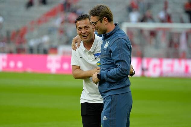 16.08.2019, xemx, Fussball 1.Bundesliga, FC Bayern Muenchen - Hertha BSC Berlin emspor, v.l. Cheftrainer Ante Covic (Herta BSC Berlin) und Co-Trainer Robert Kovac (FC Bayern Muenchen) (DFL DFB REGULATIONS PROHIBIT ANY USE OF PHOTOGRAPHS as IMAGE SEQUENCES and or QUASI-VIDEO) Muenchen