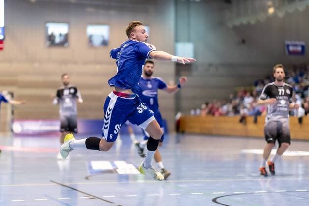 Lukas Blohme (Nr. 8, VfL Gummersbach). VfL Gummersbach vs. VfL Luebeck-Schwartau, Handball, DHB Pokal, 17.08.19 Luebeck Schleswig-Holstein Germany Copyright: xAgentur54Gradx xFelixxKoenigx