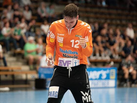 12 Daniel Rebmann (Frisch Auf Goeppingen), Frisch Auf Goeppingen vs. TuS 04 Dansenberg, DHB Pokal, Handball, Herren, 17.08.2019 Frisch Auf Goeppingen vs. TuS 04 Dansenberg, DHB Pokal, Handball, Herren, 17.08.2019 Goeppingen Copyright: xEIBNER Michael_Schmidtx EP_MST