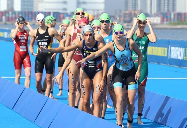 Bilder des Jahres 2019, Sport 08 August Sport Bilder des Tages CAPTION CORRECTION: Correcting first name to Hanne - correct version follows: Belgian Hanne De Vet (front) pictured at the mixed relay race of the Tokyo triathlon event, Sunday 18 August 2019, in Japan, serving as a test for the 2020 Olympics. THIERRYxDEKETELAERE  x05645102x