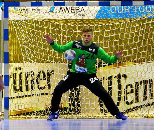 Torhüter Michael Haßferter (Konstanz) Handball DHB-Pokal 2019 20 EHV Aue - HSG Konstanz 27:25 am 17.8.2019 EHV Aue - HSG Konstanz