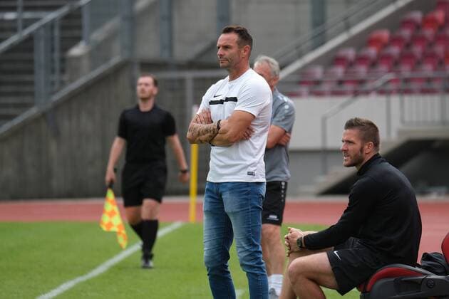 Fußball, Trainerhistorie KSV Hessen Kassel von 1964 bis heute 17.08.2019 xkhx Kassel, Auestadion Hessenliga Saison 2019 2020 KSV Hessen Kassel gegen Eintracht Stadtallendorf Dietmar Hirsch Trainer KSV Hessen Kassel), Co-Trainer Tobias Damm