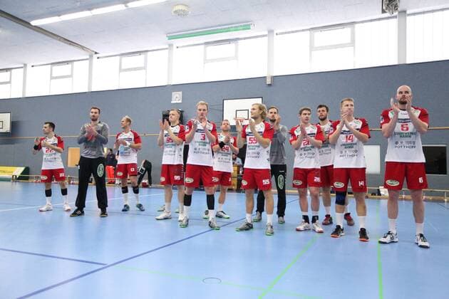 Siegesjubel bei ASV Hamm-Westfalen GER, Handball, DHB Pokal, 1. Runde, Gruppe Nord, Turnier 4, Finale, HC Empor Rostock gegen ASV Hamm-Westfalen, 18.08.2019 Minden Copyright: xEIBNER JanxStrohdiekx EP_JSK