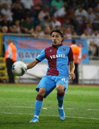Abdulkadir Omur of Trabzonspor during the Turkish Superlig match between Kasimpasa and Trabzonspor at Recep Tayyip Erdogan Stadium in Istanbul , Turkey on August 18 , 2019. 
