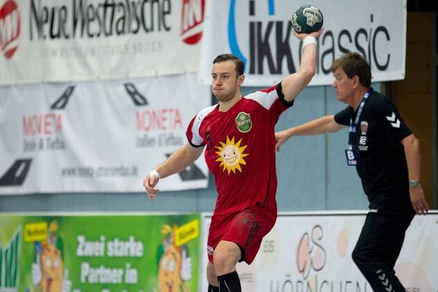 Spenge, Deutschland 18.08.2019: DHB-Pokal 1. Hauptrunde - 2019 2020 - TuS-N-Lübbecke vs. Füchse Berlin Jo Gerrit Genz (Lübbecke) Spenge Nordrhein-Westfalen Deutschland