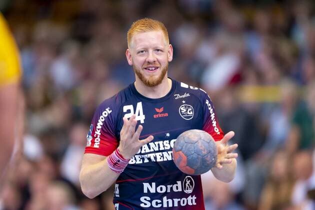 Jim Gottfridsson (Nr. 24, SG Flensburg-Handewitt). Mecklenburger Stiere vs. SG Flensburg-Handewitt, Handball, DHB Pokal, 17.08.19 Luebeck Schleswig-Holstein Germany Copyright: xAgentur54Gradx xFelixxKoenigx