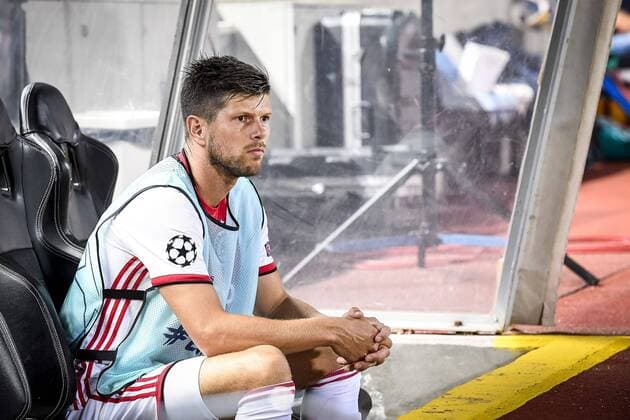 NICOSIA , 20-08-2019 , GSP Stadium , Champions League playoff, season 2019-2020 , Ajax player Klaas Jan Huntelaar starting on the bench during the match APOEL Nicosia - Ajax APOEL Nicosia - Ajax  x4149538x Copyright: