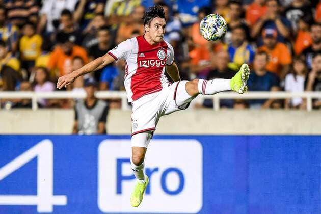 Sport Bilder der Tages NICOSIA , 20-08-2019 , GSP Stadium , Champions League playoff, season 2019-2020 , Ajax player Nicolas Tagliafico during the match APOEL Nicosia - Ajax APOEL Nicosia - Ajax  x4149618x Copyright: