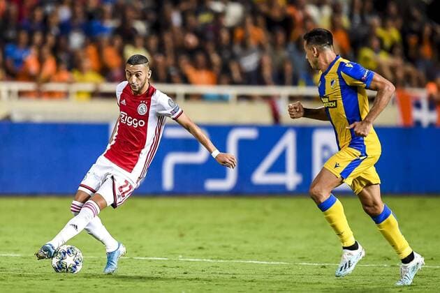 NICOSIA , 20-08-2019 , GSP Stadium , Champions League playoff, season 2019-2020 , Ajax player Hakim Ziyech during the match APOEL Nicosia - Ajax APOEL Nicosia - Ajax  x4149958x Copyright: