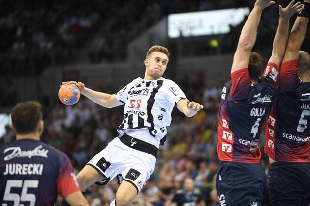 Nikola Bilyk (THW Kiel), Handball, Männer, Super Cup, THW Kiel vs SG Flensburg-Handewitt, Saison 2019 2020, 21.08.19 Düsseldorf ISS Dome Nordrhein-Westfalen Germany
