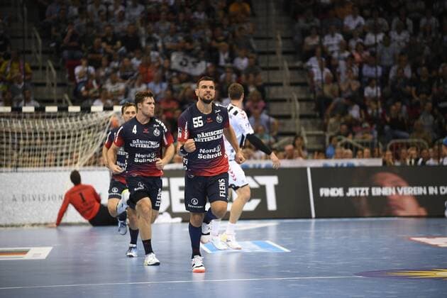 Michael Jurecki (SG Flensburg-Handewitt), Handball, Männer, Super Cup, THW Kiel vs SG Flensburg-Handewitt, Saison 2019 2020, 21.08.19 Düsseldorf ISS Dome Nordrhein-Westfalen Germany