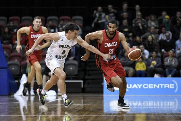 2st August 2019; Quay Centre, Sydney, Australia; International Basketball, Canada versus New Zealand Tall Blacks; Jarrod Kenny of New Zealand closely follows Thomas Scrubb of Canada - Editorial Use Only.  ActionPlus12161614 NigelxOwen