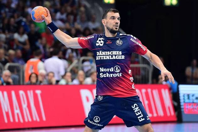 Handball Pixum Super Cup 2019 SG Flensburg-Handewitt - THW Kiel am 21.08.2019 im ISS Dome in Düsseldorf Michal Jurecki ( Flensburg )