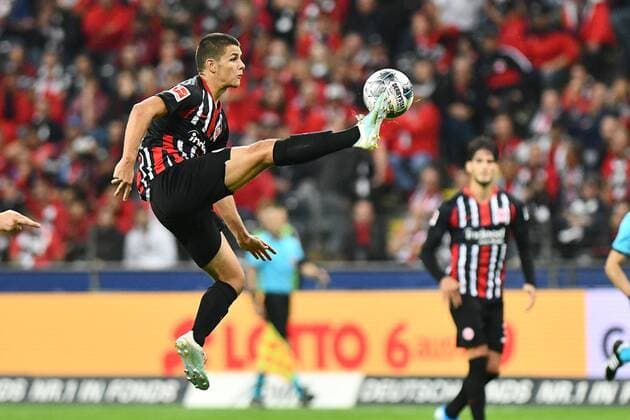 Fußball 3. Runde der Qualifikation für die Europa League Rückspiel Eintracht Frankfurt - FC Vaduz am 15.08.2019 in der Commerzbank-Arena in Frankfurt Dejan Joveljic ( Frankfurt ) DFL regulations prohibit any use of photographs as image sequences and or quasi-video.
