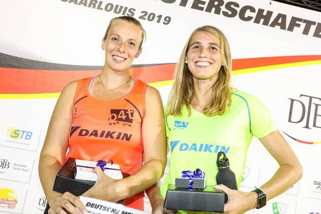 Deutsche Meister 2019: Deborah DOERING und Sophie SCHMIDT, Beach Tennis, Deutsche Meisterschaften und ITF Beach Tennis Saarlouis 2019, Kleiner Markt in Saarlouis, 23.08.2019,