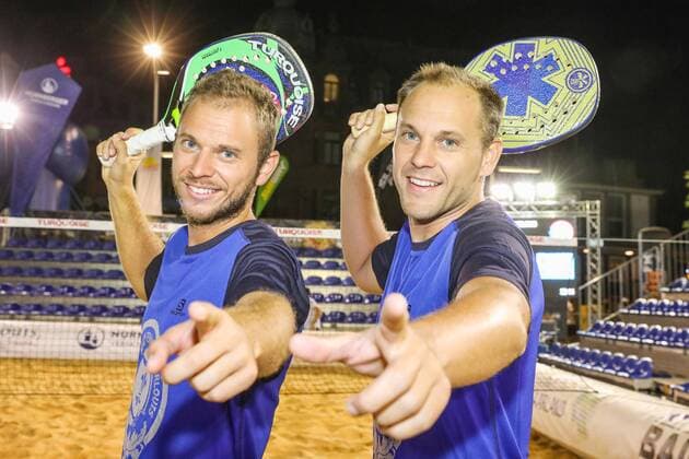 Deutsche Meister 2019: Manuel RINGLSTETTER und Benjamin RINGLSTETTER, Beach Tennis, Deutsche Meisterschaften und ITF Beach Tennis Saarlouis 2019, Kleiner Markt in Saarlouis, 23.08.2019,