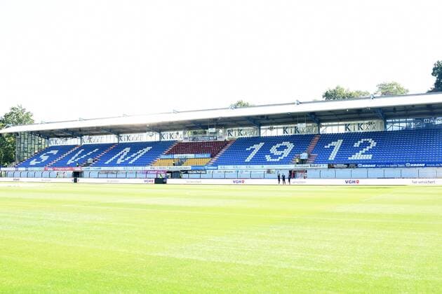 GER, 3.FBL, SV Meppen vs. FC Carl Zeiss Jena 24.08.2019, Hänsch-Arena, Meppen, GER, SV Meppen vs. FC Carl Zeiss Jena DFL regulations prohibit any use of photographs as image sequences and or quasi-video im Bild Tribüne der Hänsch-Arena, Meppen. Feature Symbol Symbolfoto charakteristisch Detail