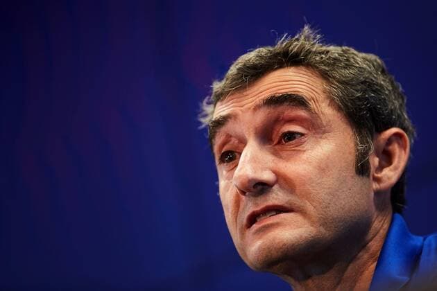 FC Barcelona, Barca s head coach Ernesto Valverde attends a press conference, PK, Pressekonferenz at Joan Gamper sports city in Barcelona, Catalonia, Spain, 24 August 2019, on the eve of the Spanish LaLiga match against Real Betis at Camp Nou stadium. FC Barcelona s press conference !ACHTUNG: NUR REDAKTIONELLE NUTZUNG!  Copyright: xAlejandroxGarciax GRAF213 20190824-637022668490932394