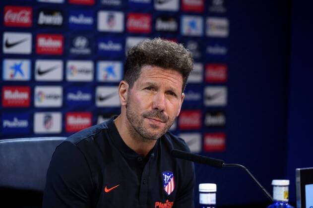Atletico de Madrid s head coach Diego Pablo Simeone addresses a press conference, PK, Pressekonferenz in Madrid, Spain, 24 August 2019, on the eve of the Spanish LaLiga match against CD Leganes at Butarque stadium. Atletico de Madrid s press conference !ACHTUNG: NUR REDAKTIONELLE NUTZUNG!  Copyright: xFERNANDOxVILLARx GRAF233 20190824-637022683293166137