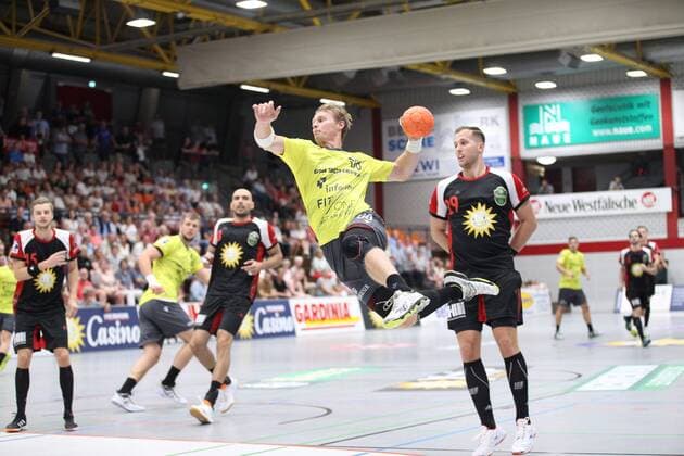 Julian Sauer (DJK Rimpar Woelfe 68) GER, Handball, 2. Bundesliga, TuS N-Luebbecke gegen DJK Rimpar Woelfe, 24.08.2019 Luebbecke Copyright: xEIBNER JanxStrohdiekx EP_JSK