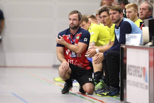 Ceven Klatt (Trainer DJK Rimpar Woelfe) GER, Handball, 2. Bundesliga, TuS N-Luebbecke gegen DJK Rimpar Woelfe, 24.08.2019 Luebbecke Copyright: xEIBNER JanxStrohdiekx EP_JSK