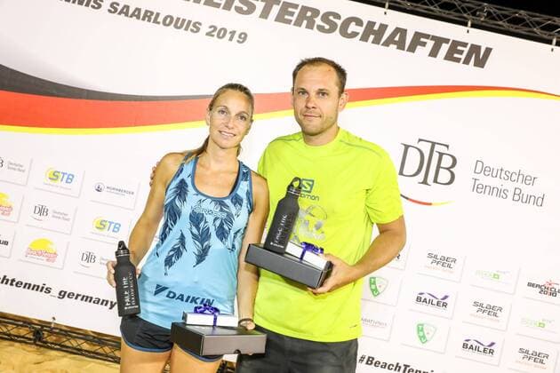 Deutsche Meister 2019: Mareike Biglmaier und Benjamin Ringlstetter, Deutsche Meisterschaften im Beach Tennis 2019 - Finale Mixed, Kleiner Markt in Saarlouis, 24.08.2019,