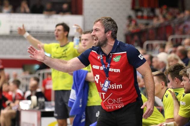Ceven Klatt (Trainer DJK Rimpar Woelfe) GER, Handball, 2. Bundesliga, TuS N-Luebbecke gegen DJK Rimpar Woelfe, 24.08.2019 Luebbecke Copyright: xEIBNER JanxStrohdiekx EP_JSK