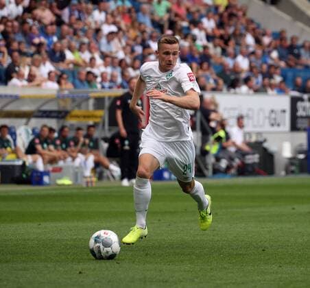 TSG 1899 Hoffenheim - SV Werder Bremen Deutschland, Sinsheim, 24.08.2019, Fussball, Bundesliga, Saison 2019 2020, 2. Spieltag, TSG 1899 Hoffenheim - SV Werder Bremen: Johannes Eggestein (SV Werder Bremen), DFL REGULATIONS PROHIBIT ANY USE OF PHOTOGRAPHS AS IMAGE SEQUENCES AND OR QUASI-VIDEO.