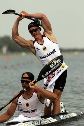 Bilder des Jahres 2019, Sport 08 August Kanu, WM in Szeged, Max Hoff und Jacob Schopf gewinnen Gold im Kajak-Zweier über 1000m 25.08.2019 Szeged(Hungary) ICF Canoe Sprint & Paracanoe World Championships K2 men 1000m final Max Hoff,Jacob Schopf Germany celebrate victory : 