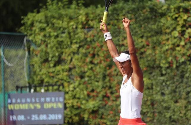 Finale Einzel Katharina Gerlach (GER9 gegen Cagla Buyukakcay (TUR), Siegerjubel Buyukakcay