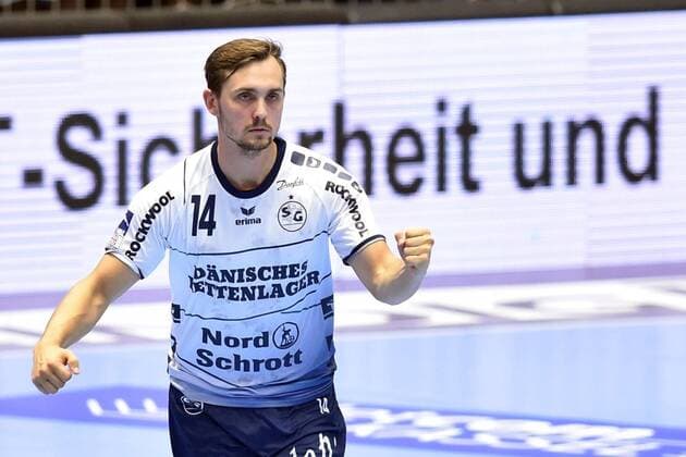 Jubel bei Hampus Wanne (SG Flensburg-Handewitt) , GER, MT Melsungen - SG Flensburg-Handewitt, Handball, 1. Bundesliga Maenner, 25.08.2019, GER, MT Melsungen - SG Flensburg-Handewitt, Handball, 1. Liga Maenner, 25.08.2019 Kassel Copyright: xEIBNER RolandxSippelx EP_RSL