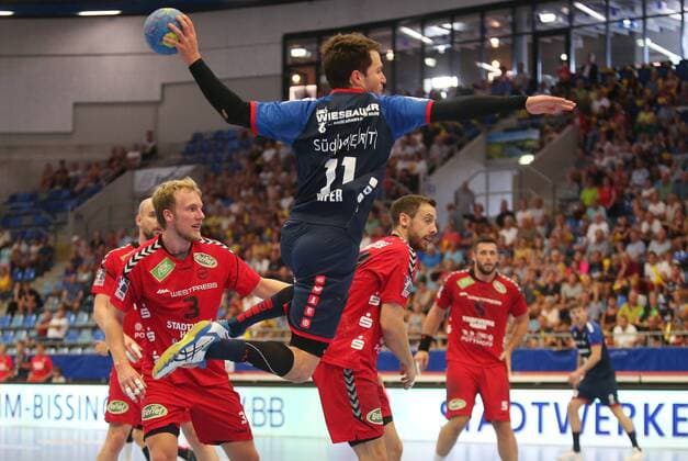 BAU 25.08.2019 Bietigheim Handball SG BBM Bietigheim vs. ASV Hamm-Westfalen, Christian Schäfer (BBM) am Ball
