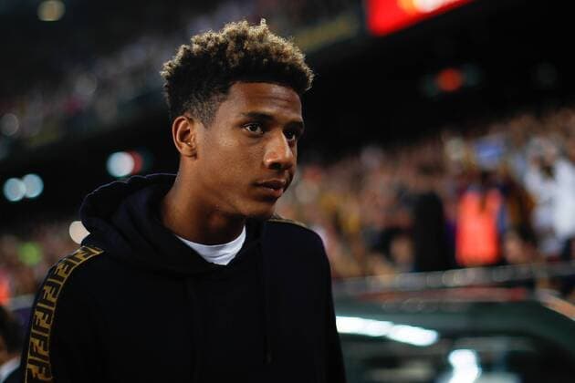 August 25, 2019, Barcelona, Catalonia, Spain: August 25, 2019 - Camp Nou, Barcelona, Spain - La Liga Santander - FC Barcelona, Barca v Real Betis; Jean-Clair Todibo of FC Barcelona before the start the match. La Liga Santander - FC Barcelona v Real Betis.Aug 25th - ZUMAa178 20190825_zap_a178_001 Copyright: xEricxAlonsox