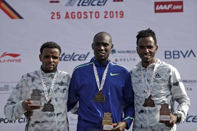 August 25, 2019: EUM20190825DEP08.JPG.CIUDAD DE MEXICO. MarathonMaraton-CDMX.- 25 de agosto de 2019. Aspectos del Maraton de la Ciudad de Mexico que se llevo a cabo de Ciudad Universitaria al Zocalo capitalino. En la imagen el keniano Duncan Maiyo, ganador del maraton. Foto: Agencia EL UNIVERSALIvan StephensEELG Latin News: August 25, 2019 Copyright: xElxUniversalx