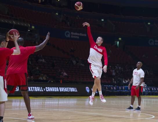 BASKETBALL CANADA USA, Canada warm up before the Pre-FIBA World Cup series match between Canada and the USA at Qudos Bank Arena in Sydney, Monday, August 26, 2019. ( NO ARCHIVING, EDITORIAL USE ONLY, NO USE IN BOOKS WITHOUT CONSENT SYDNEY NSW AUSTRALIA  Copyright: xCRAIGxGOLDINGx 20190826001414999363