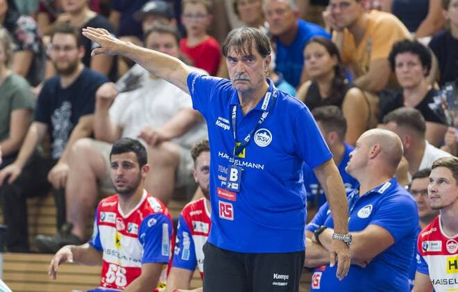 25.8.2019, Eisenachs Trainer Sead Hasanefendic, Handball, 2. Bundesliga, HC Elbflorenz Dresden - ThSV Eisenach 28:26, c