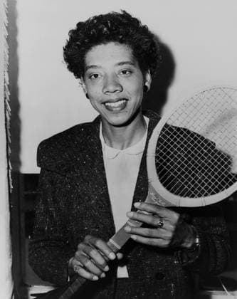 Althea Gibson, African American Tennis Player, Half-length Portrait holding Tennis Racquet, by Fred Palumbo, New York World-Telegram and the Sun Newspaper Photograph Collection, 1956  Copyright: xCircaxImagesx ghi-circa06220