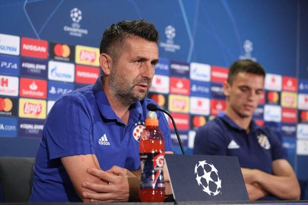 Fußball, CL Quali, Dinamo Zagreb Pressekonferenz PXL_Dinamo Press 26.08.2019.,Trondheim, Norway - Nikola Moro player of Dinamo and coach of Dinamo Nenad Bjelica at press conference, PK, Pressekonferenz before tomorrow s qualifying UEFA Champions League matche between Dinamo and Rosenborg  JuricaxGaloic PIXSELL