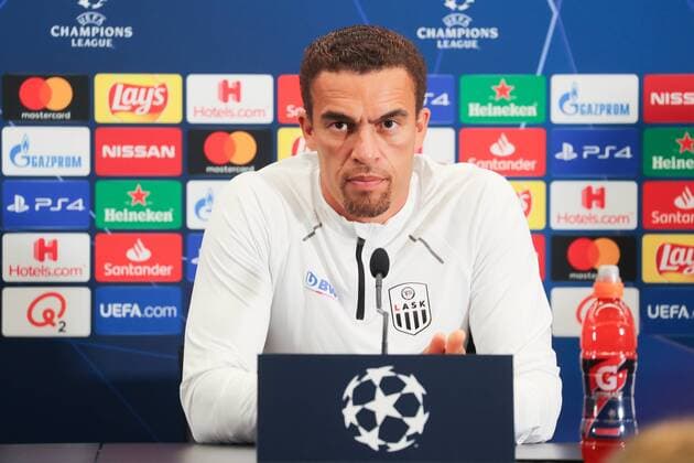 Sport Bilder des Tages LASK s head coach Valerien Ismael pictured during a press conference, PK, Pressekonferenz of Austrian soccer club LASK Linz, Tuesday 27 August 2019 in Brugge, in preparation of tomorrow s return match against Belgian team Club Brugge KV in the play-offs of the UEFA Champions League. BRUNOxFAHY  x05650200x