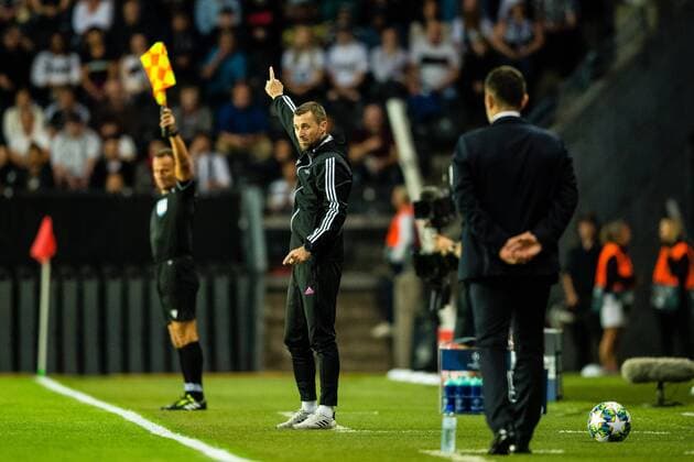 190828 Eirik Horneland, head coach of Rosenborg, during the Champions League play-off match between Rosenborg and Dinamo Zagreb on August 28, 2019 in Trondheim. Photo: Marius Simensen BILDBYRAN Cop 238 bbeng champions league play-off dinamo zagreb football fotball fotboll rosenborg Copyright: MARIUSxSIMENSEN BB190828BB023