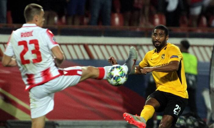 27.08.2019 Belgrade(Serbia) FK Crvena Zvezda(Red Star)-BSC Young Boys Champions League play off men s footbal Saidy Janko(R)BSC Young Boys : 
