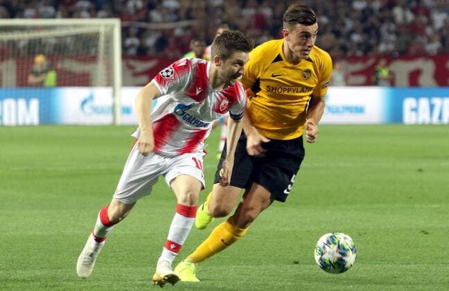 27.08.2019 Belgrade(Serbia) FK Crvena Zvezda(Red Star)-BSC Young Boys Champions League play off men s footbal Marko Marin(L) FK Crvena Zvezda (Red Star), Cedric Zesiger(R) Yang Boys :Str 