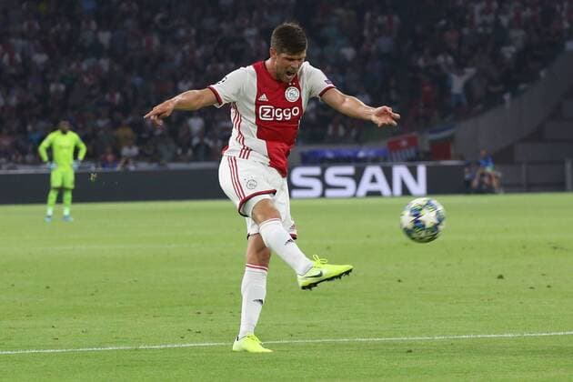 August 28, 2019: AMSTERDAM, NETHERLANDS - AUGUST 28, 2019: Klaas Jan Huntelaar (Ajax) controls for the ball during the second leg of the 2019 20 UEFA Champions League Final Final Qualifying Round fixture between AFC Ajax (Netherlands) and Apoel FC (Cyprus) at Johan Cruijff ArenA. UEFA Champions League Qualyfications: Ajax Amsterdam vs APOEL FC - ZUMAm251 20190828_zsp_m251_014 Copyright: xFedericoxGuerraxMaranesix