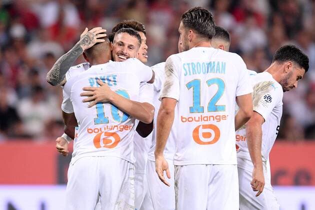 Fußball, OGC Nizza - Olympique Marseille JOIE - 09 DARIO BENEDETTO (OM) FOOTBALL : Nice vs Marseille - Ligue 1 Conforama - 28 08 2019 FEP Panoramic 