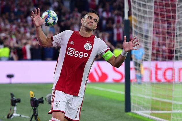 Fußball Champions League Playoff-Runde Ajax Amsterdam - Apoel Nikosia am 28.08.2019 in der Johann-Cruyff-ArenA in Amsterdam Dusan Tadic ( Amsterdam ) DFL Regulations prohibit any use of photographs as image sequences and or quasi video.