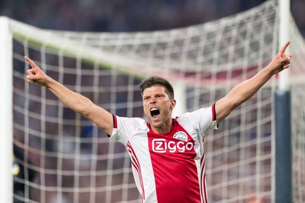 Amsterdam, Netherlands, 28.08.2019, UEFA Champions League, Play-off, Ajax Amsterdam - APOEL Nikosia, Klaas-Jan Huntelaar (Ajax) jubelt, celebrates ( Amsterdam Netherlands eu-images-01061008734