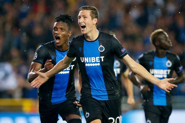 Club s Hans Vanaken celebrates after scoring during a game between Belgian soccer team Club Brugge and Austrian club LASK Linz, Wednesday 28 August 2019 in Brugge, the return match in the play-offs of the UEFA Champions League, after a 0-1 victory of Club in the first leg. BRUNOxFAHY  x05650928x
