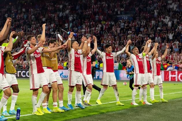 Amsterdam, Netherlands, 28.08.2019, UEFA Champions League, Play-off, Ajax Amsterdam - APOEL Nikosia, Schlussjubel Amsterdam , ( Amsterdam Netherlands eu-images-01061008767